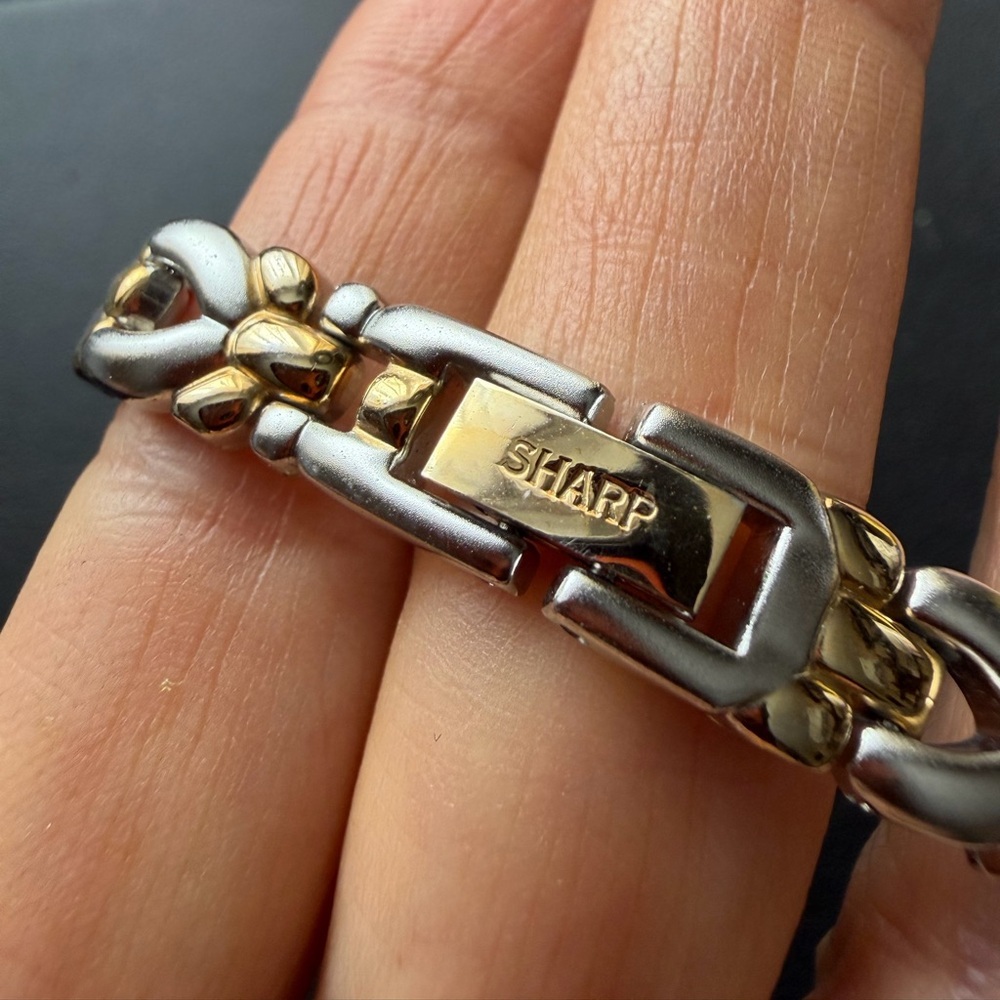 Sharp Two Tone Link Bracelet - Picture 4 of 10
